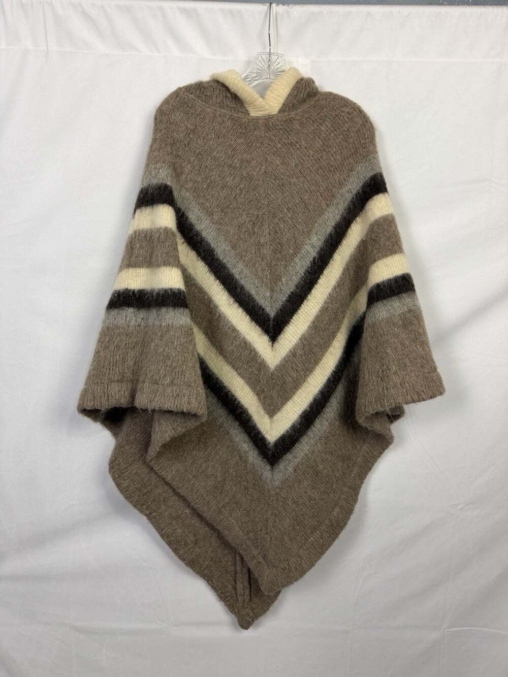 Hilda Ltd Vintage Iceland Pure Lopi Wool Hooded Poncho Cape Sweater OSFM